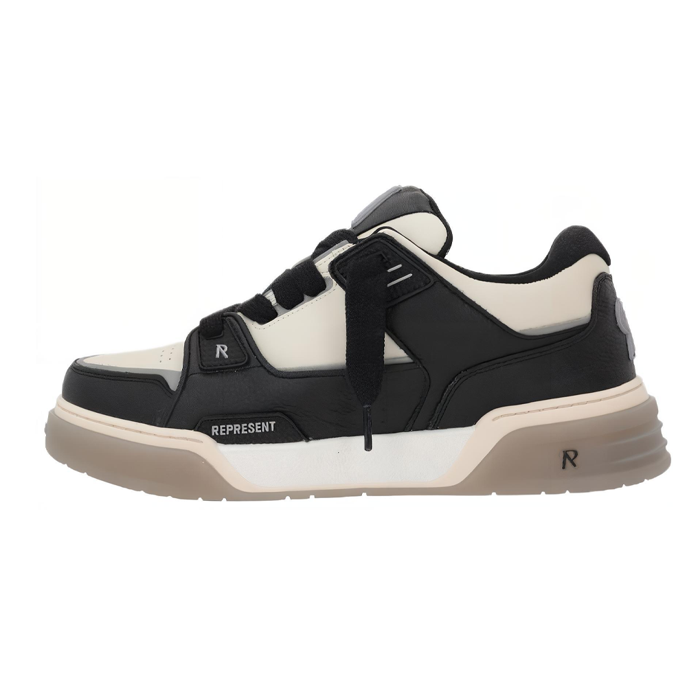 REPRESENT Classic Low-Top Leather Sneakers Black White Mens MF9007-37