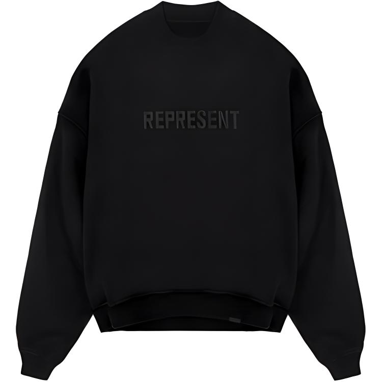 Represent Crewneck Logo Embroidered Pullover Sweatshirt Black M04144-01