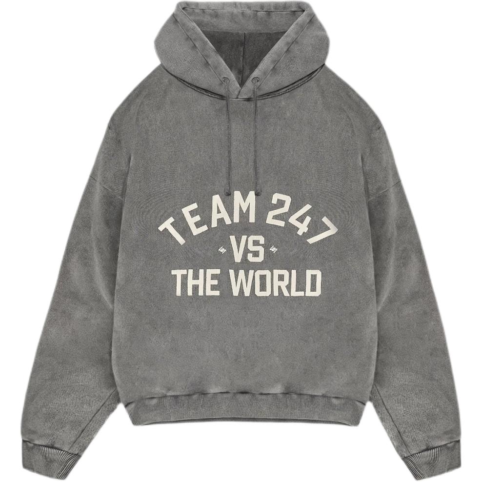 Represent Distressed Lettering Long Sleeve Sweatshirt Unisex Pewter Color 247M4103-309