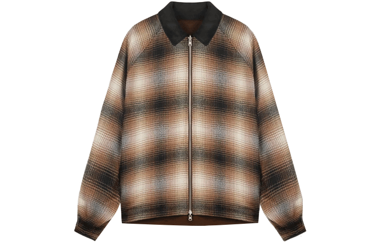 Represent Double-Sided Plaid Zipper Jacket Deep Brown M06052-04