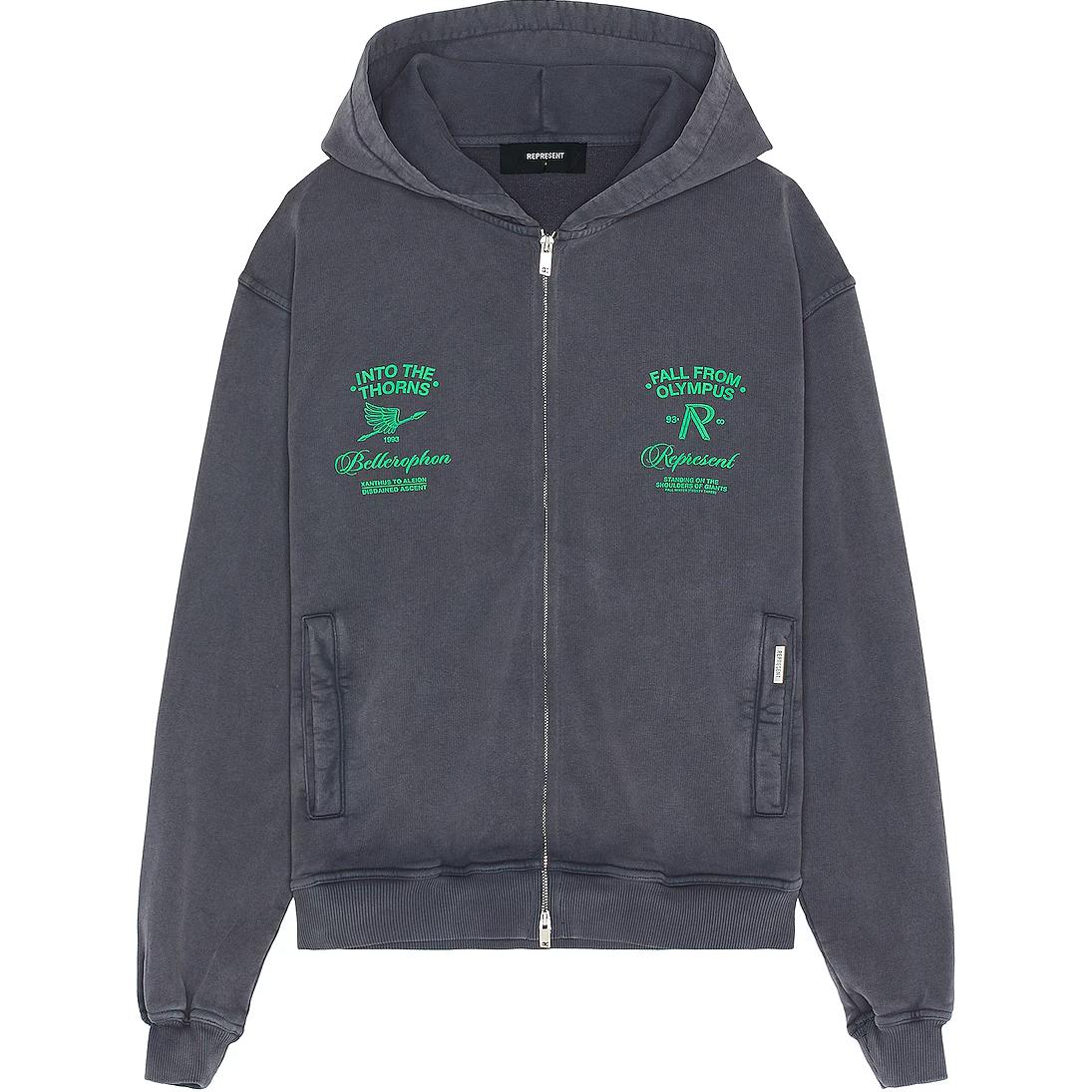 Represent Embroidered Zip-Up Hoodie Jacket Grey MH4030-390