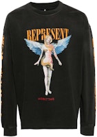 REPRESENT Faded Knit Texture Sweatshirt Unisex Black MLM447444-BLACK REPRESENT Faded Knit Texture Sweatshirt Unisex Black MLM447444-BLACK