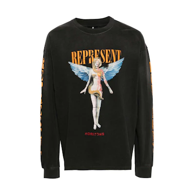 REPRESENT Faded Knit Texture Sweatshirt Unisex Black MLM447444-BLACK