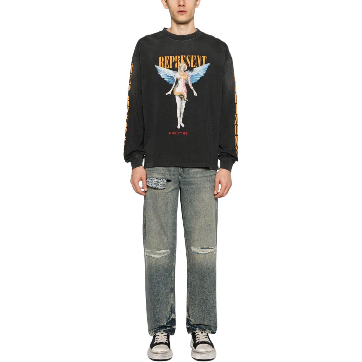 Lookbook REPRESENT 渐層針織質感黑色男女款衛衣 MLM447444-BLACK