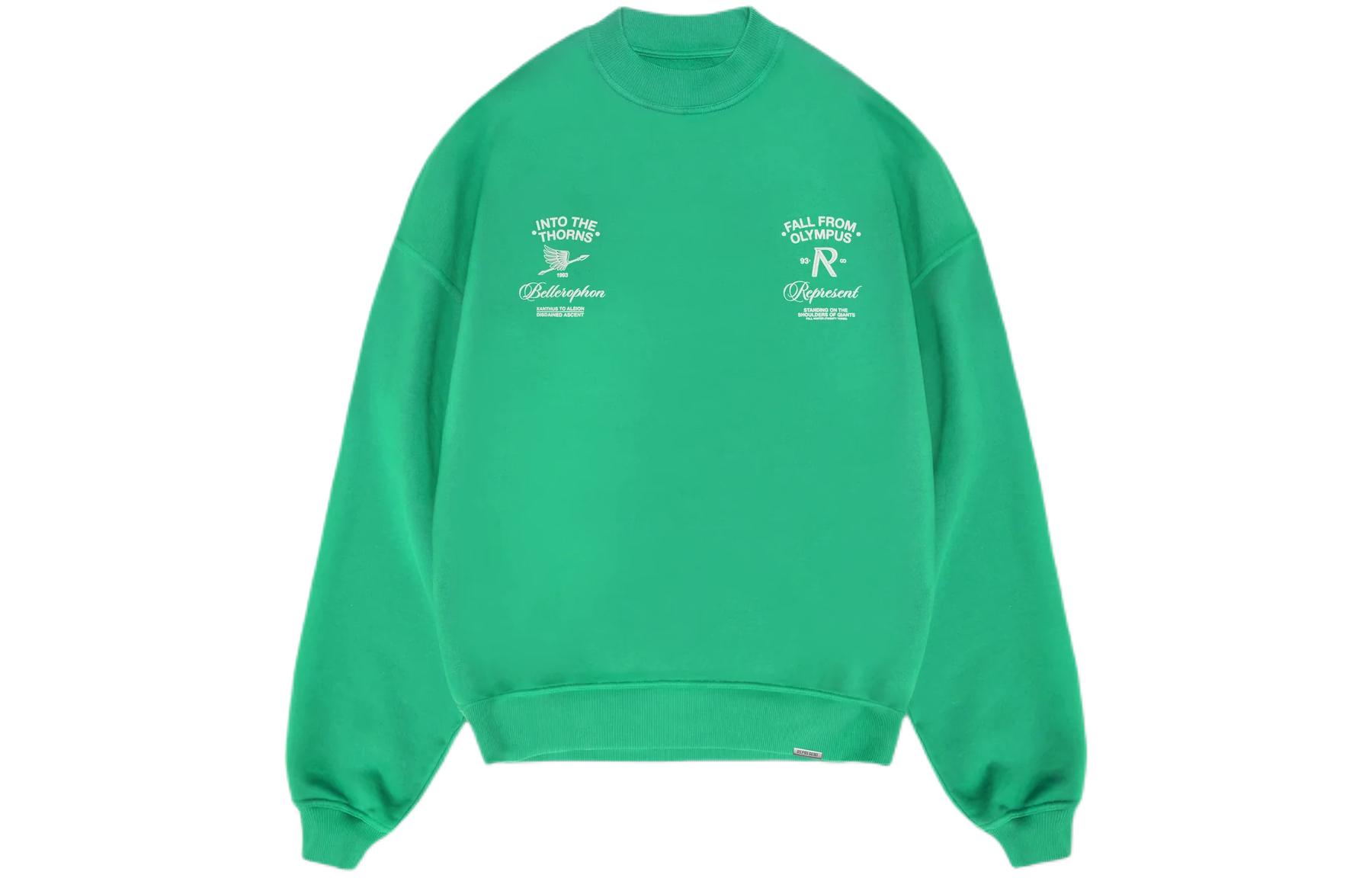Represent Fall From Olympus Green Crewneck Sweatshirt Long Sleeve Pullover MS4014-301