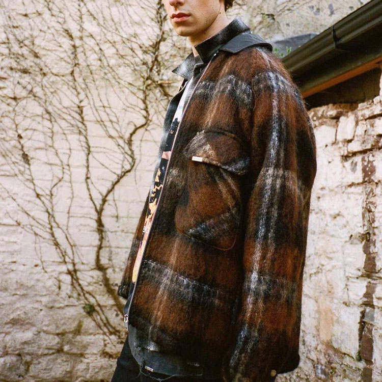 Shop REPRESENT FF20 格纹马海毛翻领夹克衬衫 棕色 M06027-004