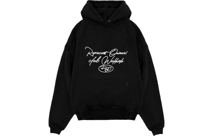 Represent FOC Worldwide Logo Print Oversized Hoodie Men’s Black M04175-01