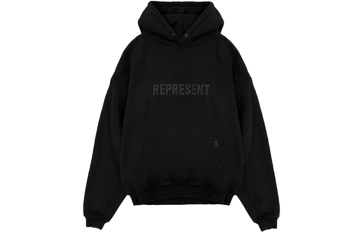 Represent FW21 Black Embroidered Logo Hoodie Pullover M04143-01