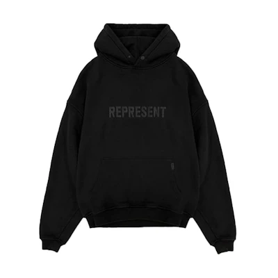 Represent FW21 Black Embroidered Logo Hoodie Pullover M04143-01