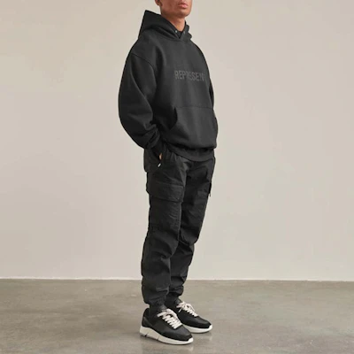 Represent FW21 Black Embroidered Logo Hoodie Pullover M04143-01 Shop Represent FW21 Black Embroidered Logo Hoodie Pullover M04143-01