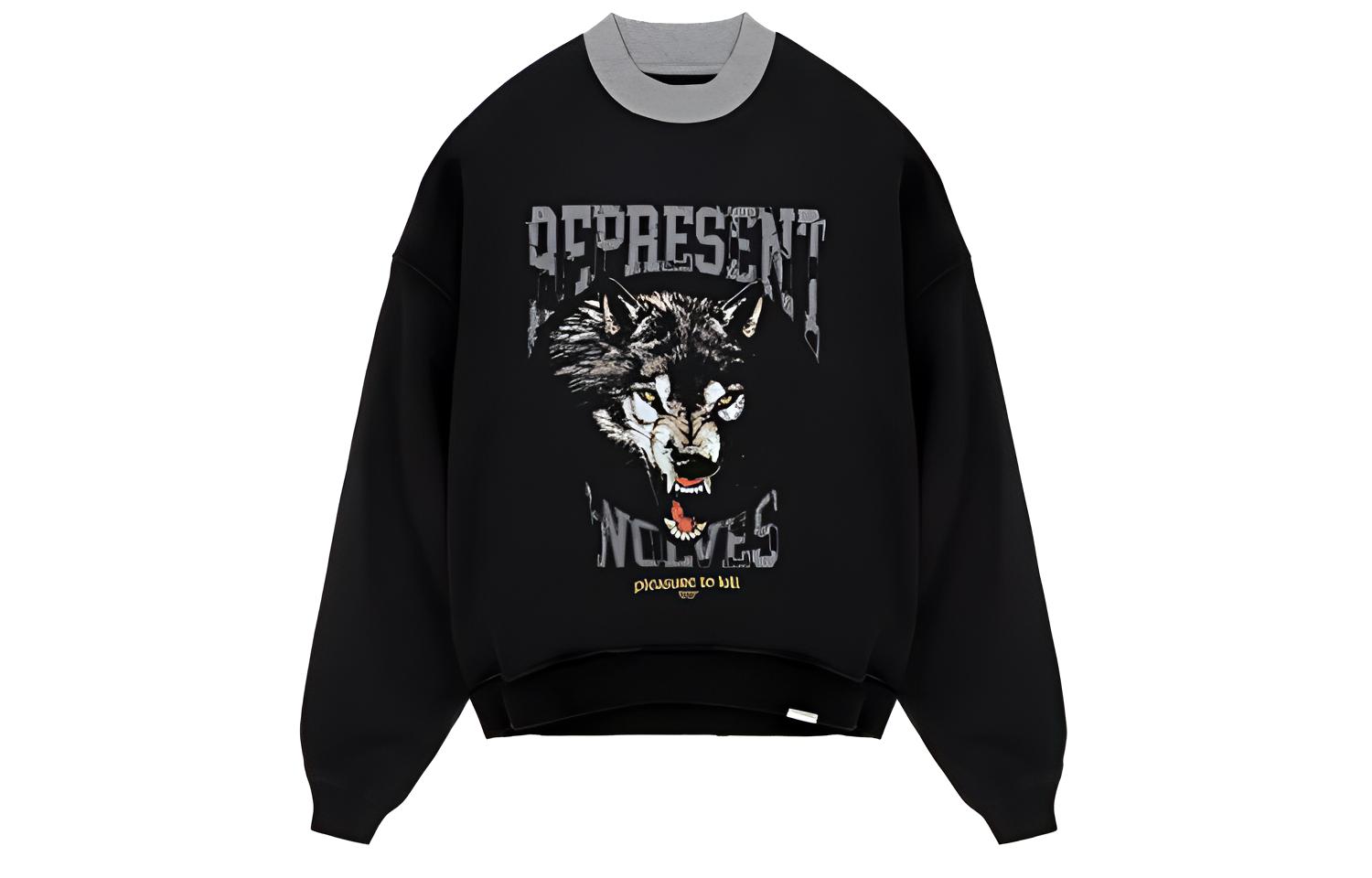 REPRESENT FW21 Cartoon Wolf Graphic Pullover Sweatshirt M04137-01