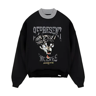 REPRESENT FW21 Cartoon Wolf Graphic Pullover Sweatshirt M04137-01