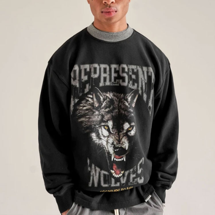 Shop REPRESENT FW21 Sweatshirt Grafik Serigala Kartun Pullover M04137-01