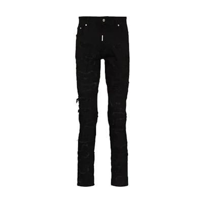 REPRESENT FW21 Distressed Slim-Fit Black Jeans M07047-01
