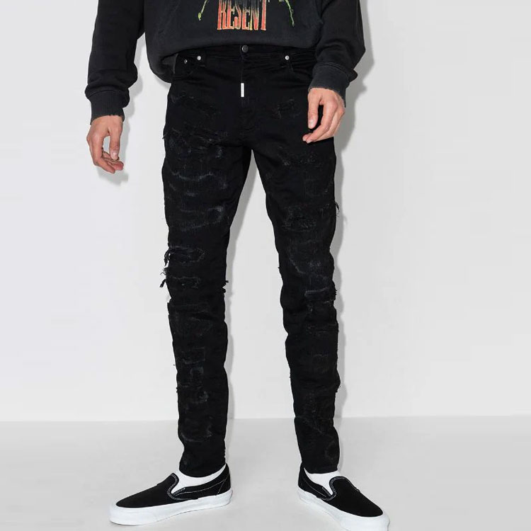 Shop REPRESENT FW21 修身款破壞黑色牛仔褲 M07047-01