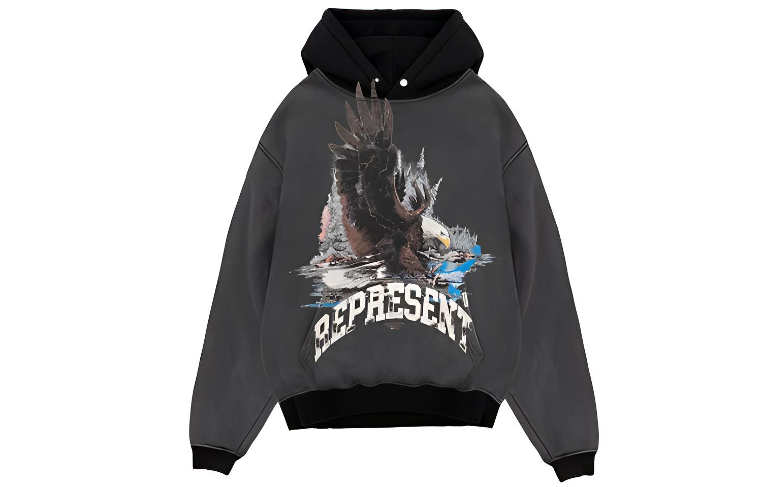 Represent FW21 Eagle Graphic Hoodie Grey/Black Mens M04134-20