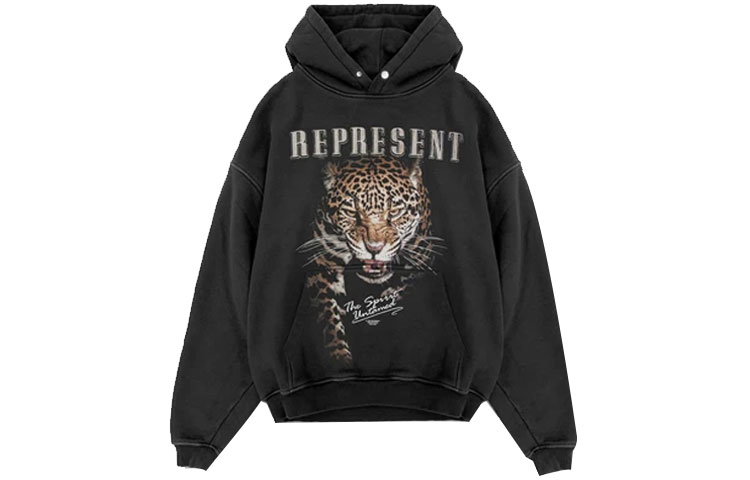 REPRESENT FW21 Leopard Print Oversized Hoodie Black M04146-03