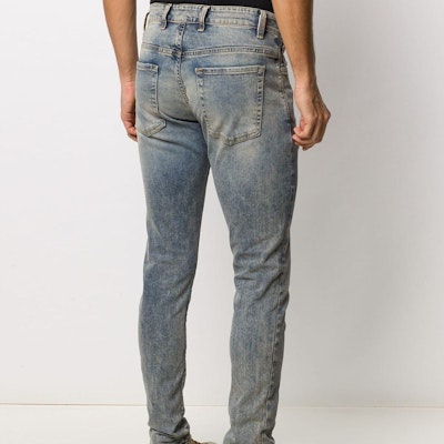 REPRESENT FW21 Logo Slim Fit Washed Jeans Men Blue M07043-25 Cheap REPRESENT FW21 Logo Slim Fit Washed Jeans Men Blue M07043-25