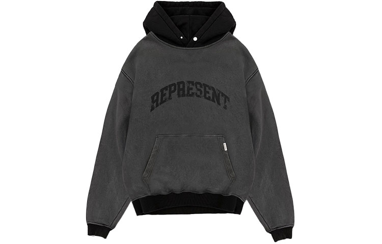 Represent FW21 Oversized Logo Hoodie Pullover Gray Black M04140-20