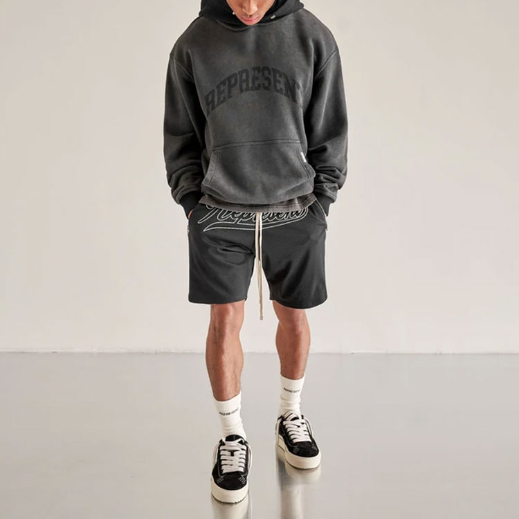 Shop 리프레젠트 FW21 오버사이즈 로고 후디 풀오버 그레이 블랙 M04140-20