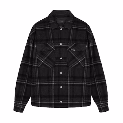 REPRESENT FW21 Plaid Print Collared Jacket Men’s Black M06045-05