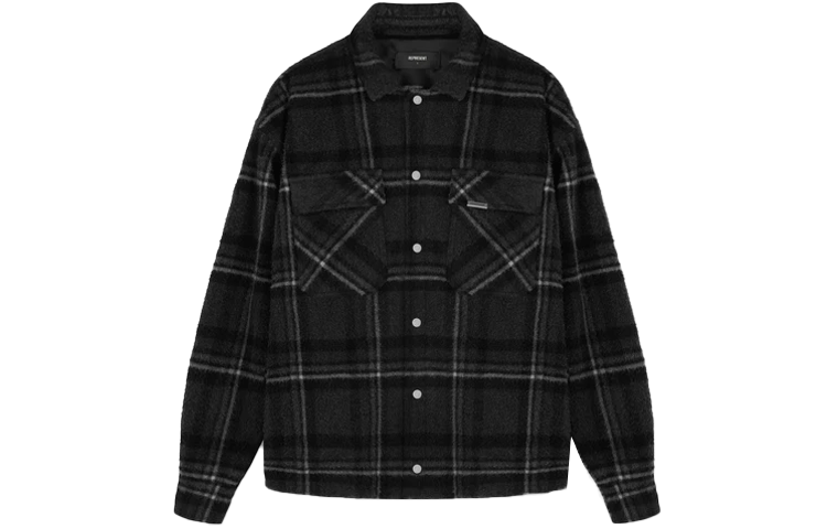 Order REPRESENT FW21 Plaid Print Collared Jacket Men’s Black M06045-05