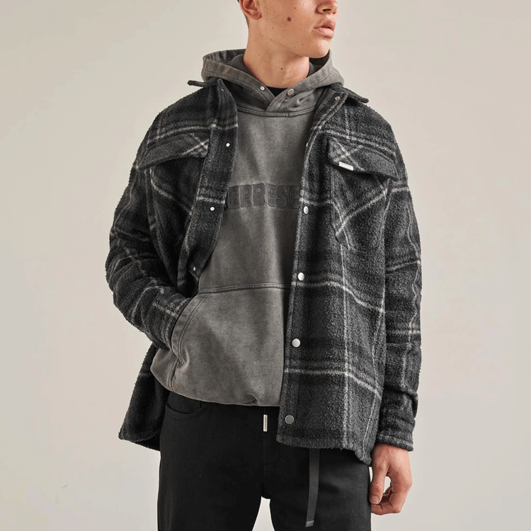Purchase REPRESENT FW21 Plaid Print Collared Jacket Men’s Black M06045-05