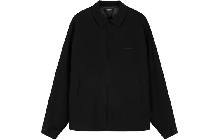 Represent FW21 Plain Black Long-Sleeve Collared Jacket for Men M01087-01