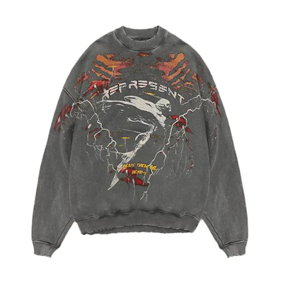 REPRESENT FW21 Printed Crewneck Oversized Sweatshirt Grey - M04112-20