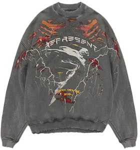 REPRESENT FW21 プリント クルーネック オーバーサイズ スウェットシャツ グレー M04112-20 Order REPRESENT FW21 プリント クルーネック オーバーサイズ スウェットシャツ グレー M04112-20