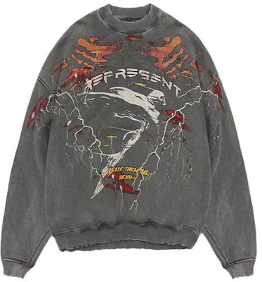REPRESENT FW21 Printed Crewneck Oversized Sweatshirt Grey - M04112-20 Order REPRESENT FW21 Printed Crewneck Oversized Sweatshirt Grey - M04112-20