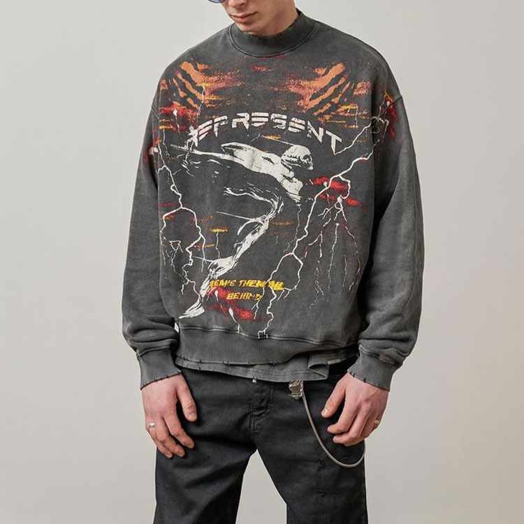 Lookbook REPRESENT FW21 프린트 오버사이즈 크루넥 스웨트셔츠 그레이 M04112-20