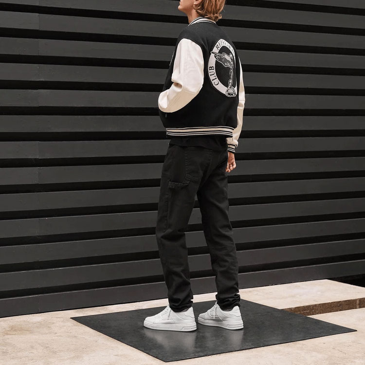 Purchase REPRESENT FW21 Skull Wings Logo Black Long Sleeve Varsity Jacket Men Back to School. M01078-01