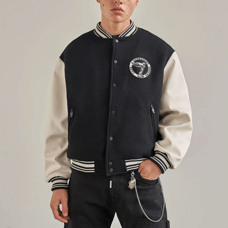 Details for REPRESENT FW21 Skull Wings Logo Black Long Sleeve Varsity Jacket Men Back to School. M01078-01