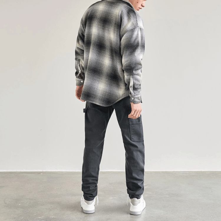 Shop REPRESENT FW21 White Plaid Jacket with Sherpa Lining and Double Branded Pockets. M06050-02