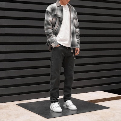 REPRESENT FW21 White Plaid Jacket with Sherpa Lining and Double Branded Pockets. M06050-02 Purchase REPRESENT FW21 White Plaid Jacket with Sherpa Lining and Double Branded Pockets. M06050-02