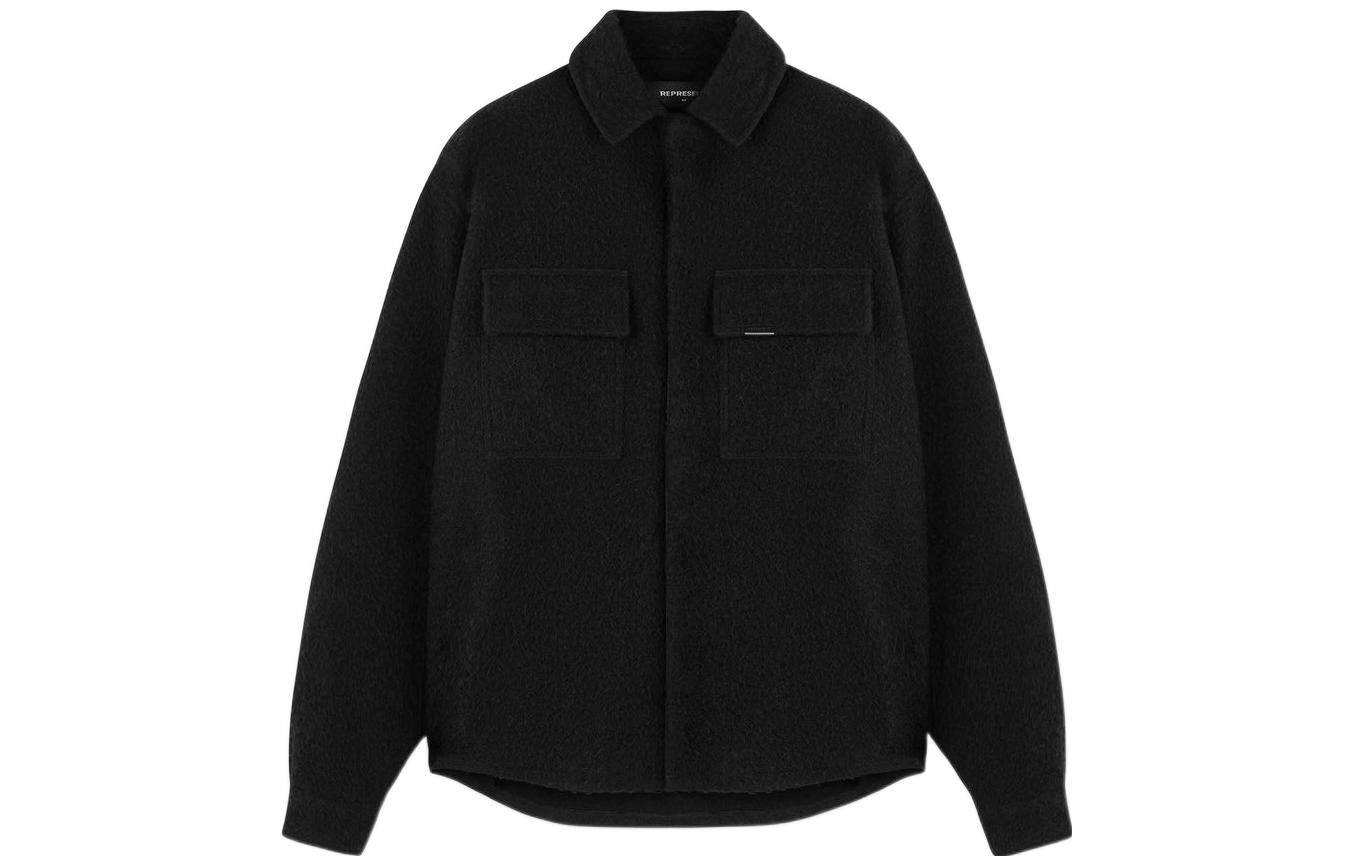 REPRESENT FW22  Black Button-Up Classic Long Sleeve Shirt Jacket M06076-44