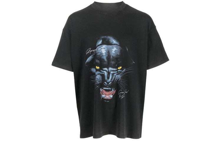 REPRESENT FW22  Black Leopard Print Crewneck T-Shirt M05205-03