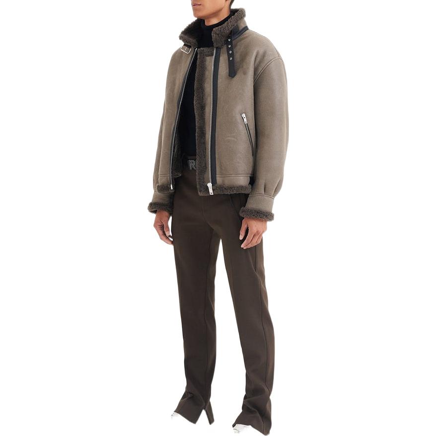 Shop REPRESENT FW22  Brown Solid Zip-Up High-Neck Long Sleeve Jacket M01163-04