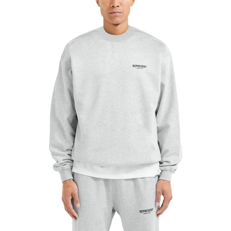 Details for REPRESENT FW22 Baju Sejuk Kelabu dengan Cetakan Logo Huruf Belakang. M04159-302