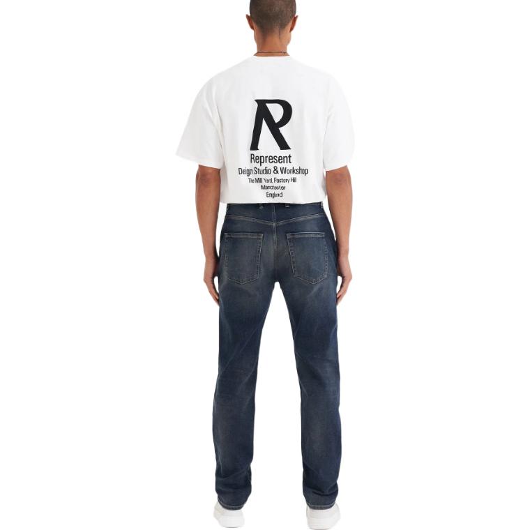 Shop REPRESENT FW22 寬鬆剪裁純色牛仔褲 深藍色 M07088-176