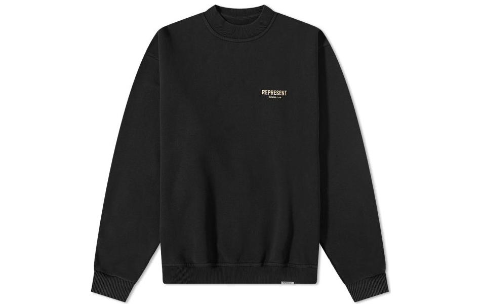 Represent FW22 Black Crewneck Sweatshirt with Graphic Letter Print for Men W04004-171