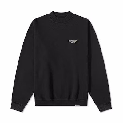 Represent FW22 Black Crewneck Sweatshirt with Graphic Letter Print for Men W04004-171