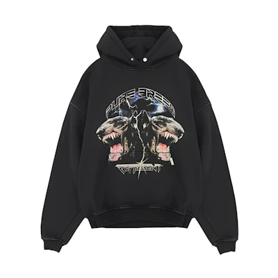 Represent FW22 Black Hoodie with Double-Headed Hound Print for Men M04062-03