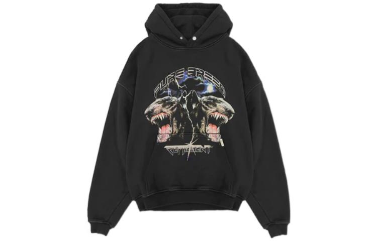 Order Represent FW22 Black Hoodie with Double-Headed Hound Print for Men M04062-03