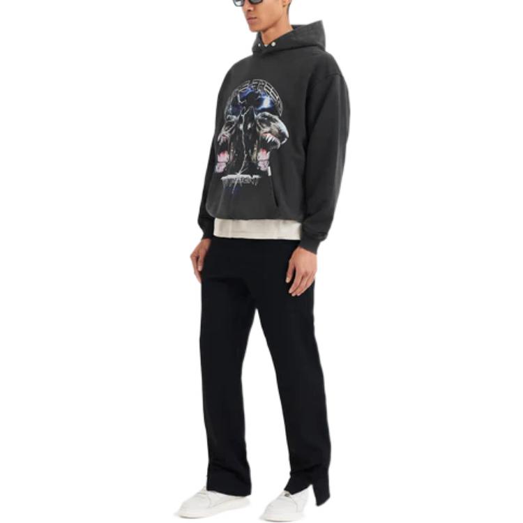 Shop Represent FW22 Black Hoodie with Double-Headed Hound Print for Men M04062-03