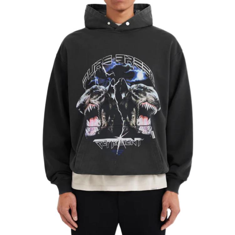 Purchase Represent FW22 Black Hoodie with Double-Headed Hound Print for Men M04062-03