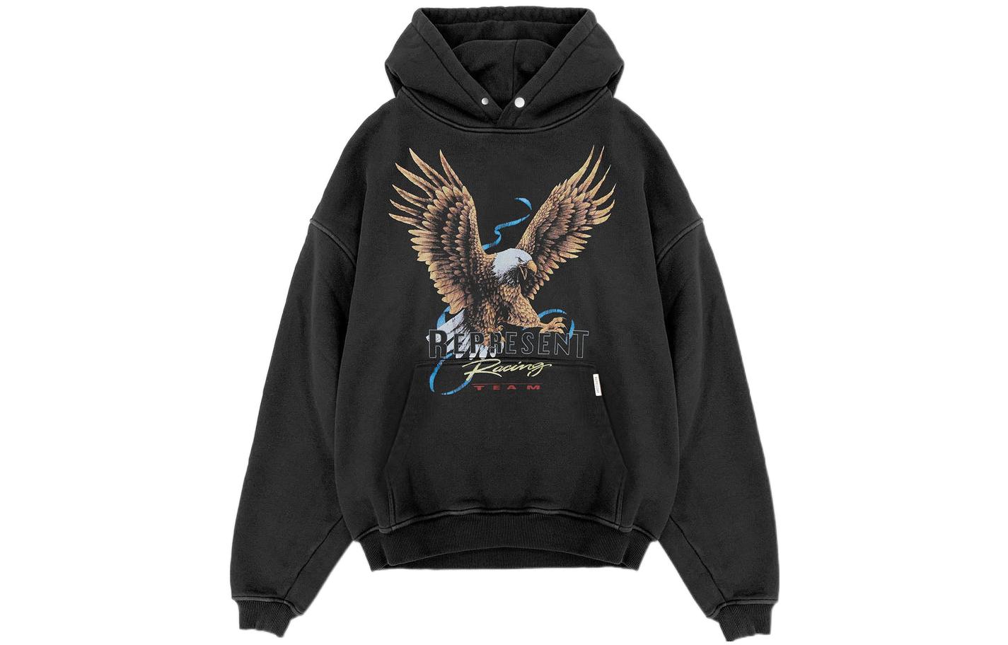 Order Represent FW22 Black Hoodie with Eagle Logo Print M04223-03