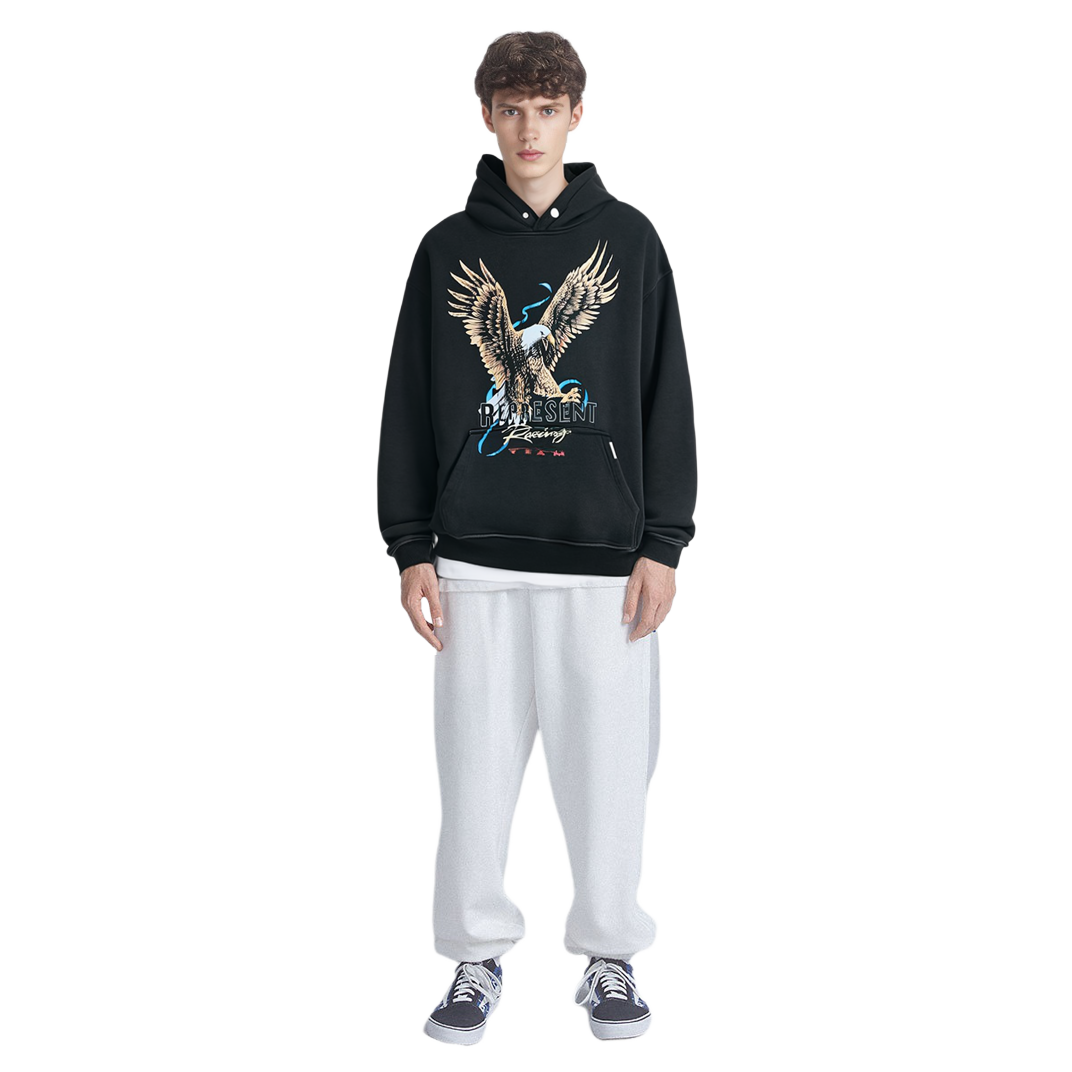 Shop Represent FW22 Black Hoodie with Eagle Logo Print M04223-03