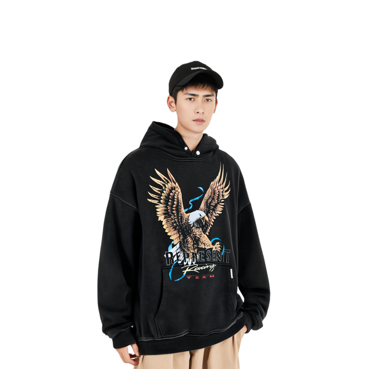Purchase Represent FW22 Black Hoodie with Eagle Logo Print M04223-03